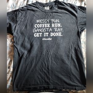 Messy bun vinyl shirt size L